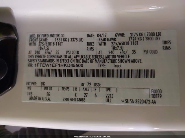 2017 FORD F-150 1FTEW1EF1HKD45500 Photo 8