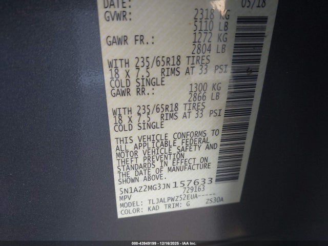 2018 NISSAN MURANO 5N1AZ2MG3JN157633 Photo 8