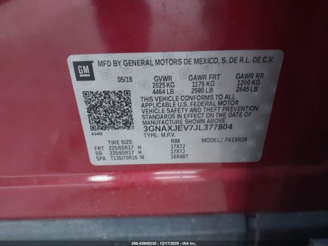 2018 CHEVROLET EQUINOX 3GNAXJEV7JL377804 Photo 8