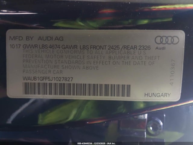 2018 AUDI S3 WAUB1GFF5J1027827 Photo 8