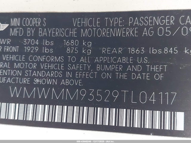 2009 MINI JOHN COOPER WORKS WMWMM93529TL04117 Photo 8