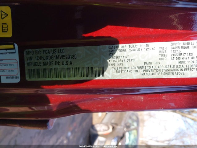 2021 JEEP WRANGLER UNLIMITED 1C4HJXDG1MW590180 Photo 8