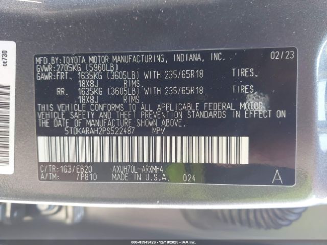 2023 TOYOTA HIGHLANDER 5TDKARAH2PS522487 Photo 8