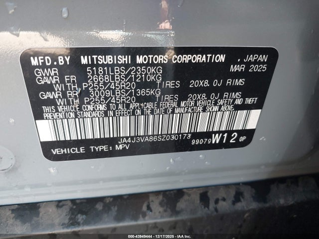 2025 MITSUBISHI OUTLANDER JA4J3VA86SZ030173 Photo 8
