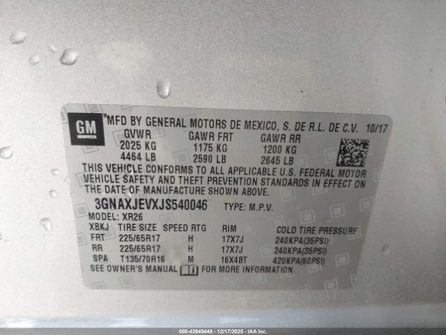 2018 CHEVROLET EQUINOX 3GNAXJEVXJS540046 Photo 8