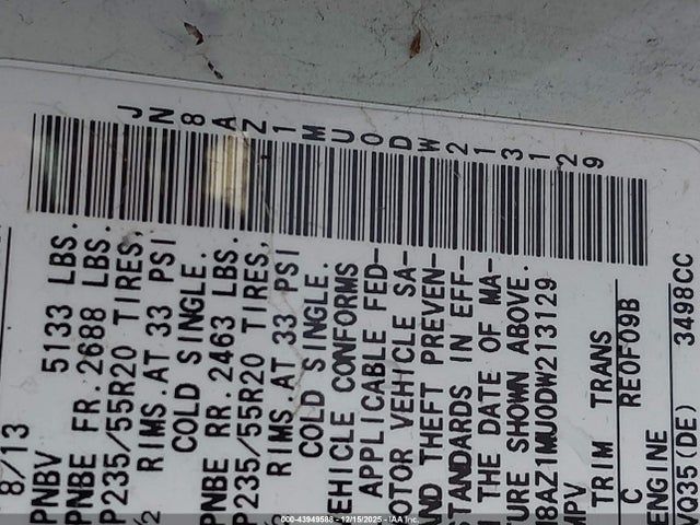 2013 NISSAN MURANO JN8AZ1MU0DW213129 Photo 8