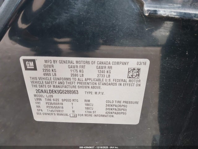 2016 CHEVROLET EQUINOX 2GNALDEK9G6288963 Photo 8