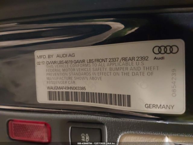 2017 AUDI A4 WAUGMAF49HN063385 Photo 8