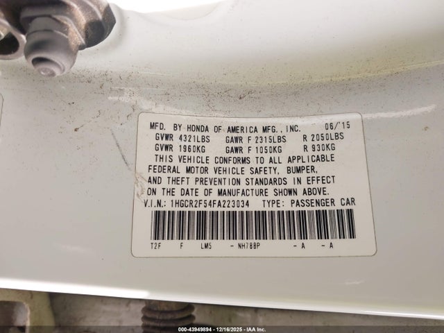 Honda Accord Sport 2015 1HGCR2F54FA223034 Image 9