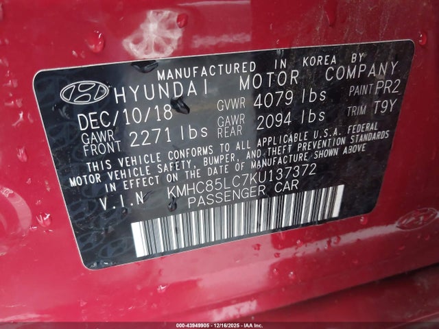 2019 HYUNDAI IONIQ HYBRID KMHC85LC7KU137372 Photo 8