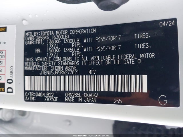 JTENU5JR5R6277821 Toyota 4runner Sr5 Premium