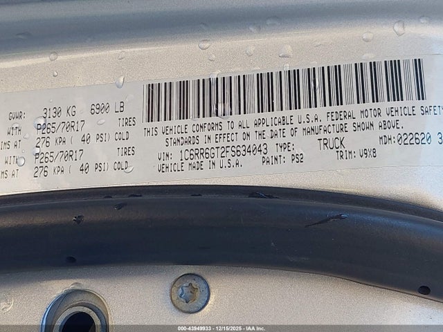 RAM 1500 Slt 2015 1C6RR6GT2FS634043 Image 10
