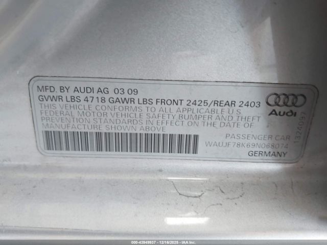 2009 AUDI A4 WAUJF78K69N068074 Photo 8