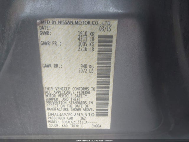 2015 NISSAN ALTIMA 1N4AL3AP7FC295510 Photo 8