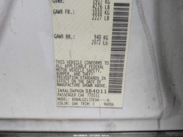 2016 NISSAN ALTIMA 1N4AL3APXGN384011 Photo 8