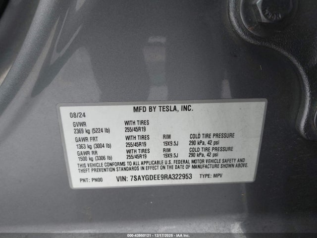 2024 TESLA MODEL Y 7SAYGDEE9RA322953 Photo 8