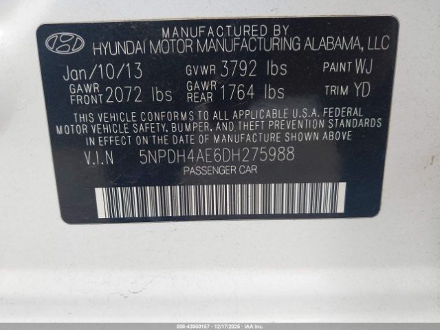 2013 HYUNDAI ELANTRA 5NPDH4AE6DH275988 Photo 8