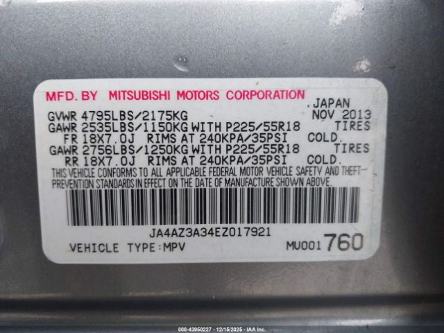 2014 MITSUBISHI OUTLANDER JA4AZ3A34EZ017921 Photo 8