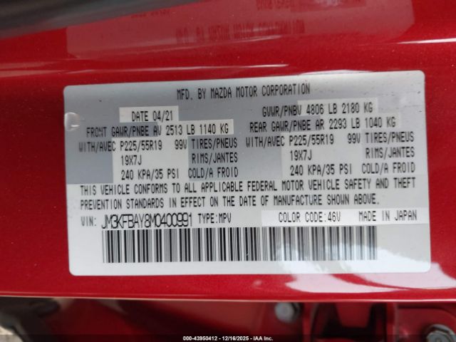 2021 MAZDA CX-5 JM3KFBAY8M0400991 Photo 8