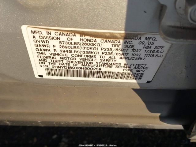 2006 ACURA MDX 2HNYD189X6H500259 Photo 8