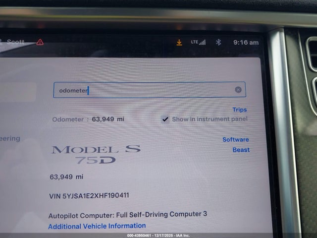 2017 TESLA MODEL S 5YJSA1E2XHF190411 Photo 6