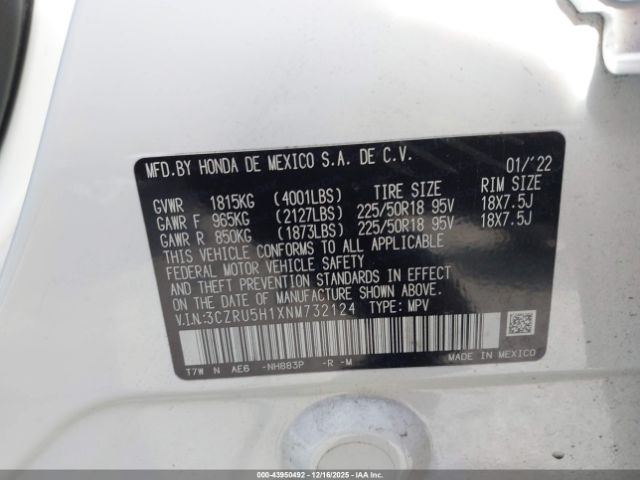 2022 HONDA HR-V 3CZRU5H1XNM732124 Photo 8