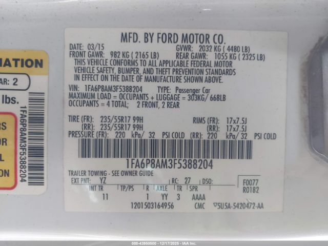 2015 FORD MUSTANG 1FA6P8AM3F5388204 Photo 8