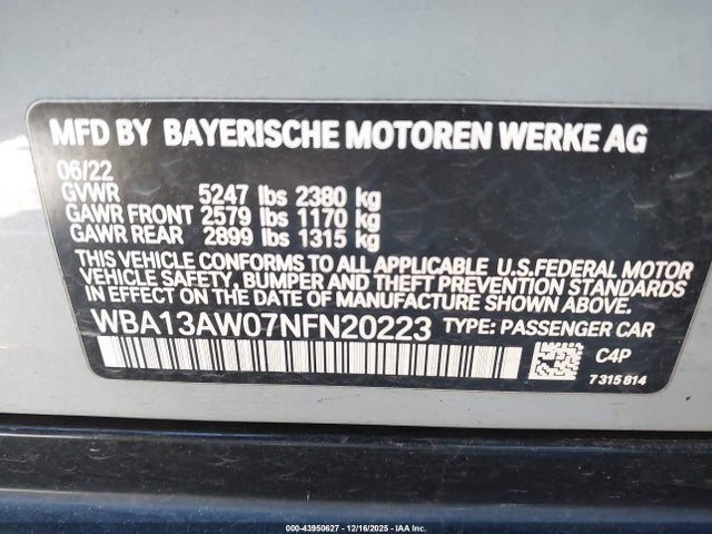 2022 BMW M440I GRAN COUPE WBA13AW07NFN20223 Photo 8