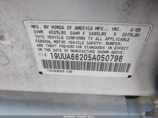 2005 ACURA TL 19UUA66205A050796 Photo 8