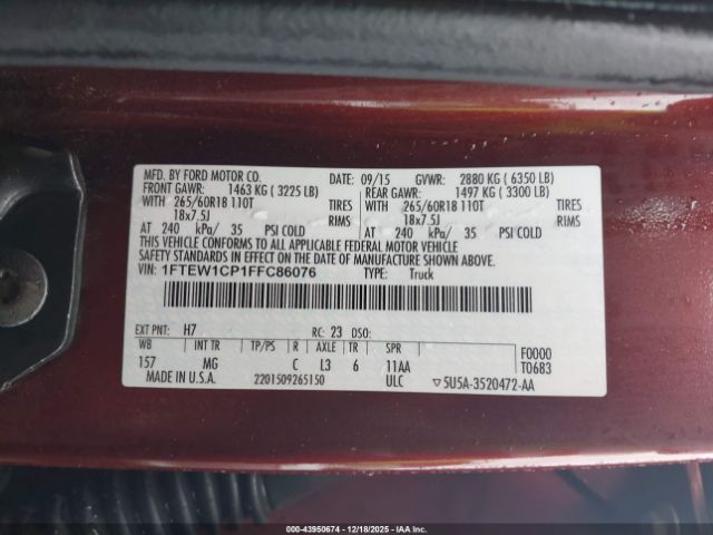 2015 FORD F-150 1FTEW1CP1FFC86076 Photo 8