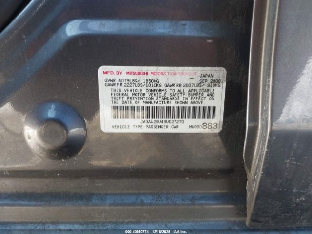 2009 MITSUBISHI LANCER JA3AU26U49U027270 Photo 8