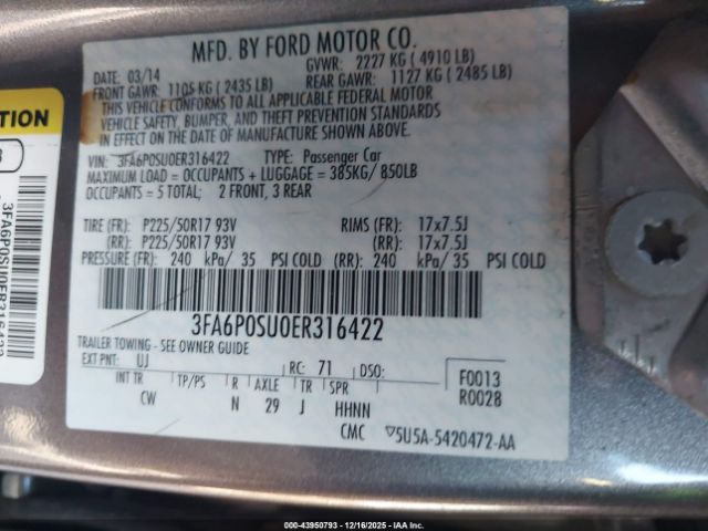 2014 FORD FUSION ENERGI 3FA6P0SU0ER316422 Photo 8