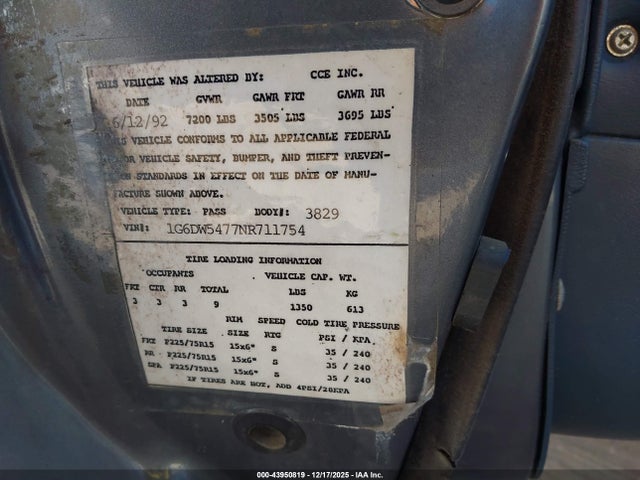 1992 CADILLAC BROUGHAM 1G6DW5477NR711754 Photo 8