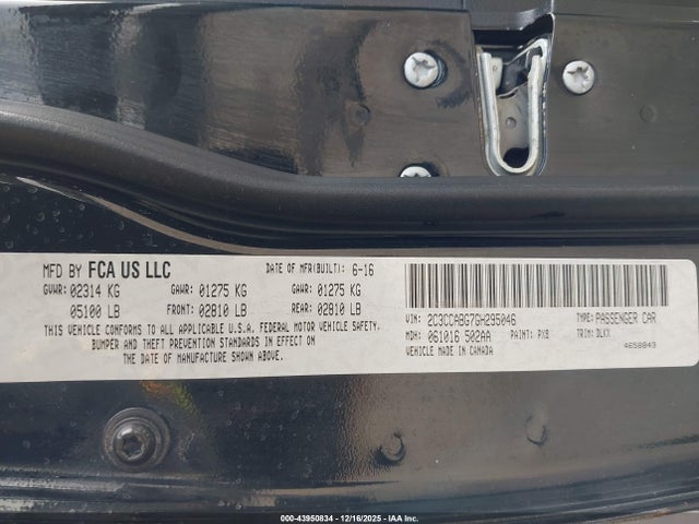 43950834 :رقم المزاد ، 2C3CCABG7GH295046 vin ، 2016 Chrysler 300 300s Alloy Edition مزاد بيع