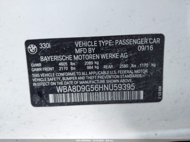 2017 BMW 330I WBA8D9G56HNU59395 Photo 8