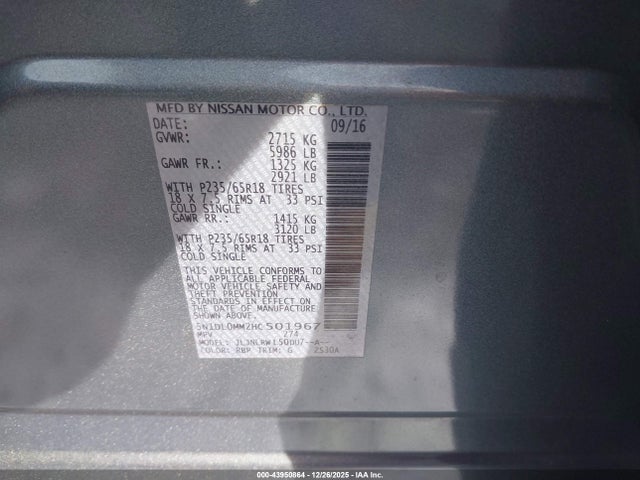 Infiniti QX60 2017 5N1DL0MM2HC501967 Image 9
