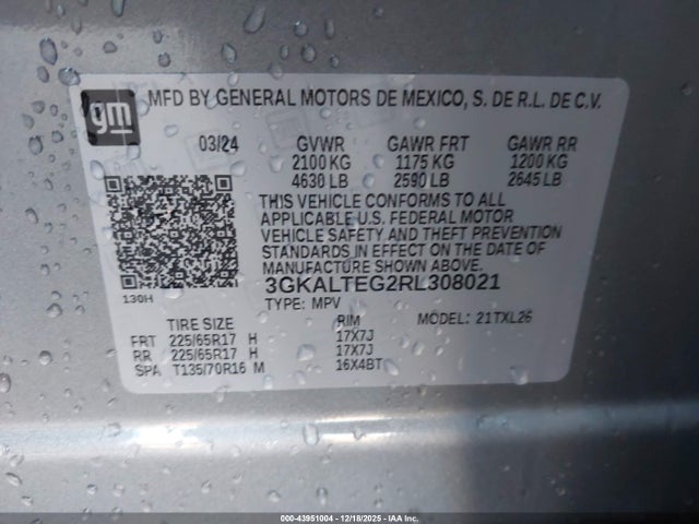 Продаж на аукціоні авто 2024 Gmc Terrain Awd Sle, vin: 3GKALTEG2RL308021, номер лоту: 43951004