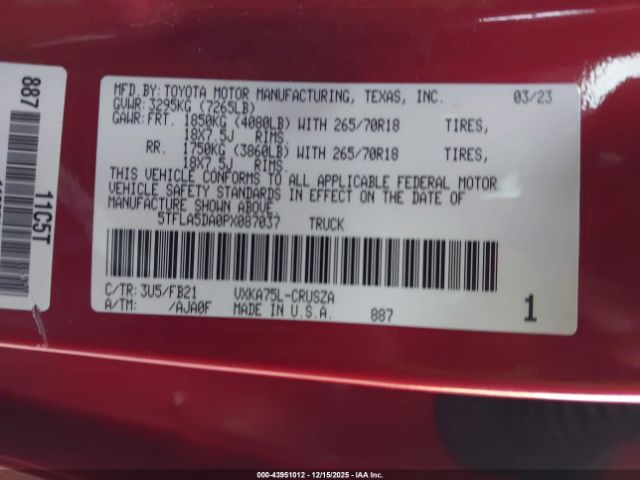2023 TOYOTA TUNDRA 5TFLA5DA0PX087037 Photo 8