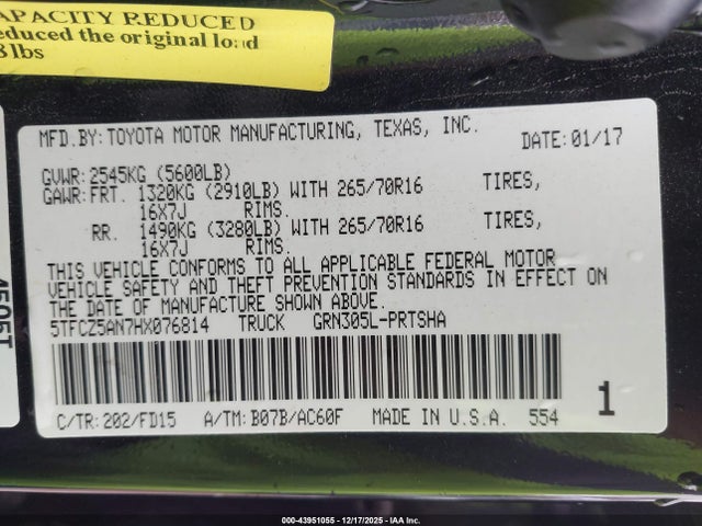 5TFCZ5AN7HX076814 Toyota Tacoma Trd Off Road
