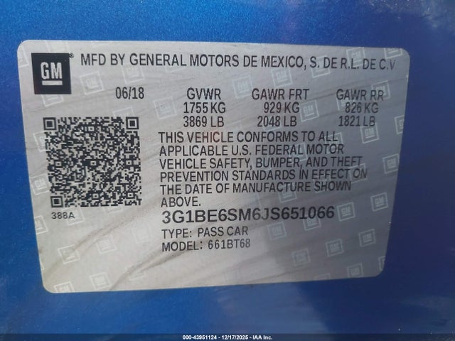 Chevrolet Cruze Lt Auto 2018 3G1BE6SM6JS651066 Image 9