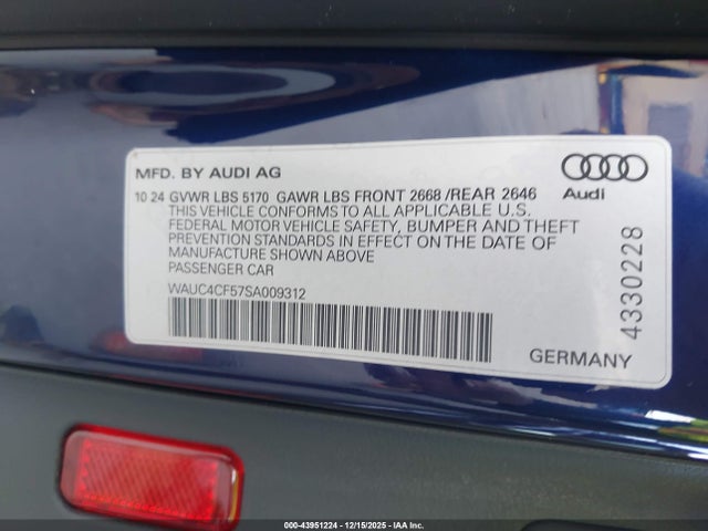 2025 AUDI S5 SPORTBACK WAUC4CF57SA009312 Photo 8