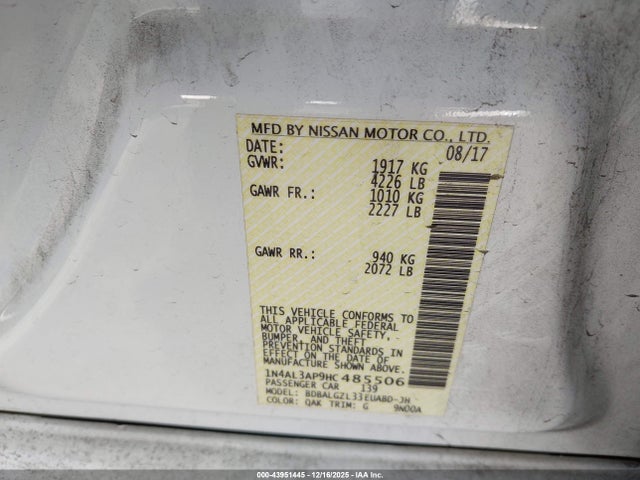 1N4AL3AP9HC485506 Nissan Altima 2.5 S