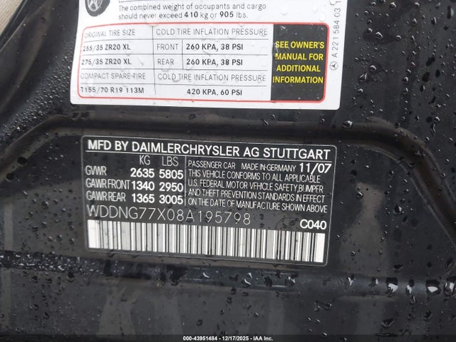 2008 MERCEDES-BENZ S 63 AMG WDDNG77X08A195798 Photo 8