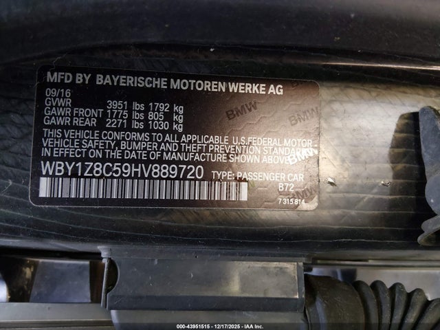 2017 BMW I3 WBY1Z8C59HV889720 Photo 8