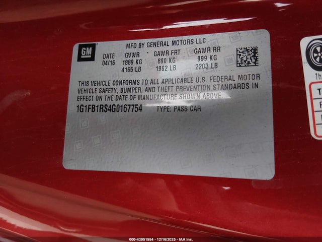 1G1FB1RS4G0167754 Chevrolet Camaro 1lt