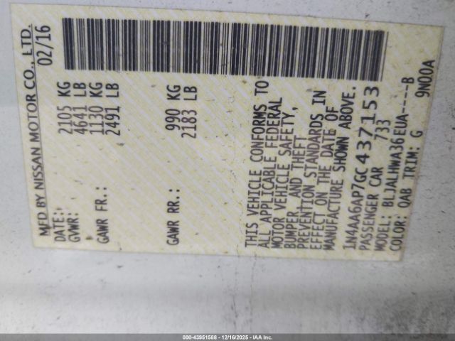 2016 NISSAN MAXIMA 1N4AA6AP7GC437153 Photo 8