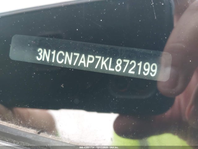 3N1CN7AP7KL872199 Nissan Versa 1.6 Sv
