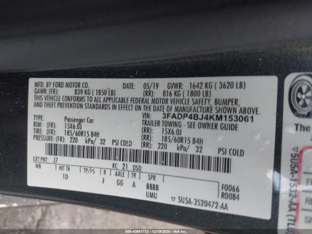 2019 FORD FIESTA 3FADP4BJ4KM153061 Photo 8