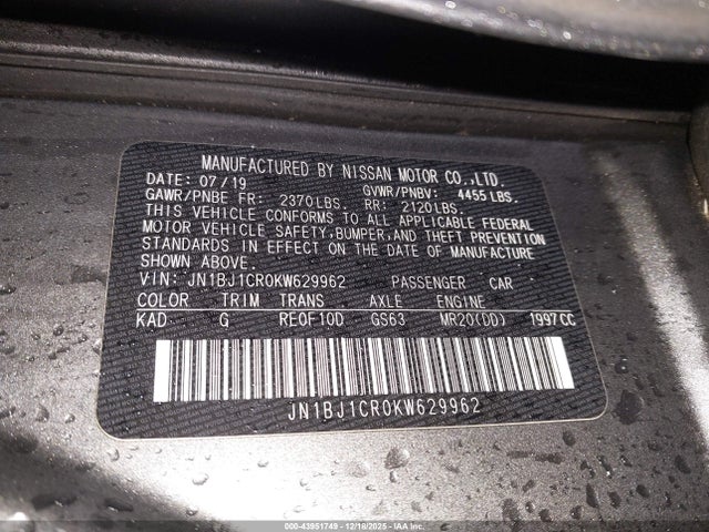 JN1BJ1CR0KW629962 Nissan Rogue Sport Sv