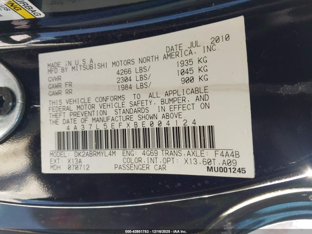 2011 MITSUBISHI ECLIPSE SPYDER 4A37L5EFXBE004124 Photo 8